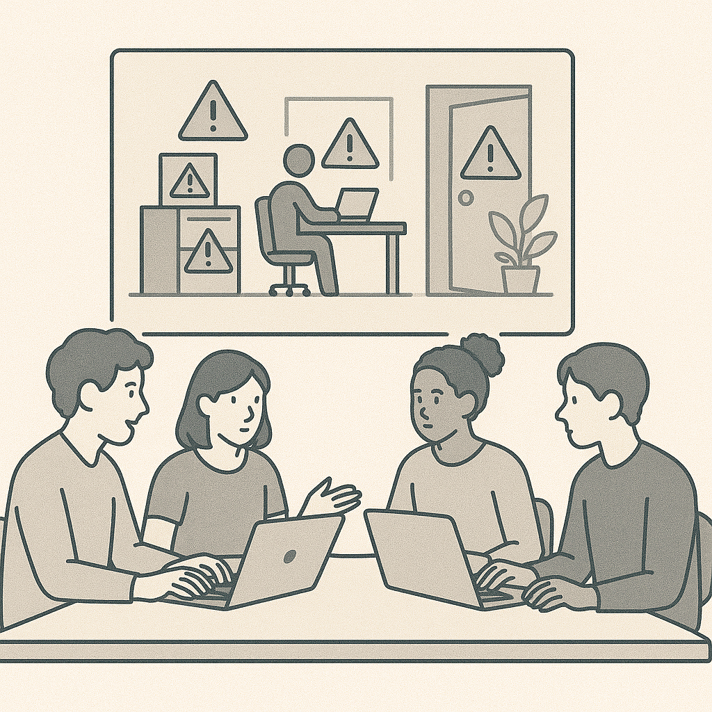 Students identifying cyber hygiene problems in a scenario