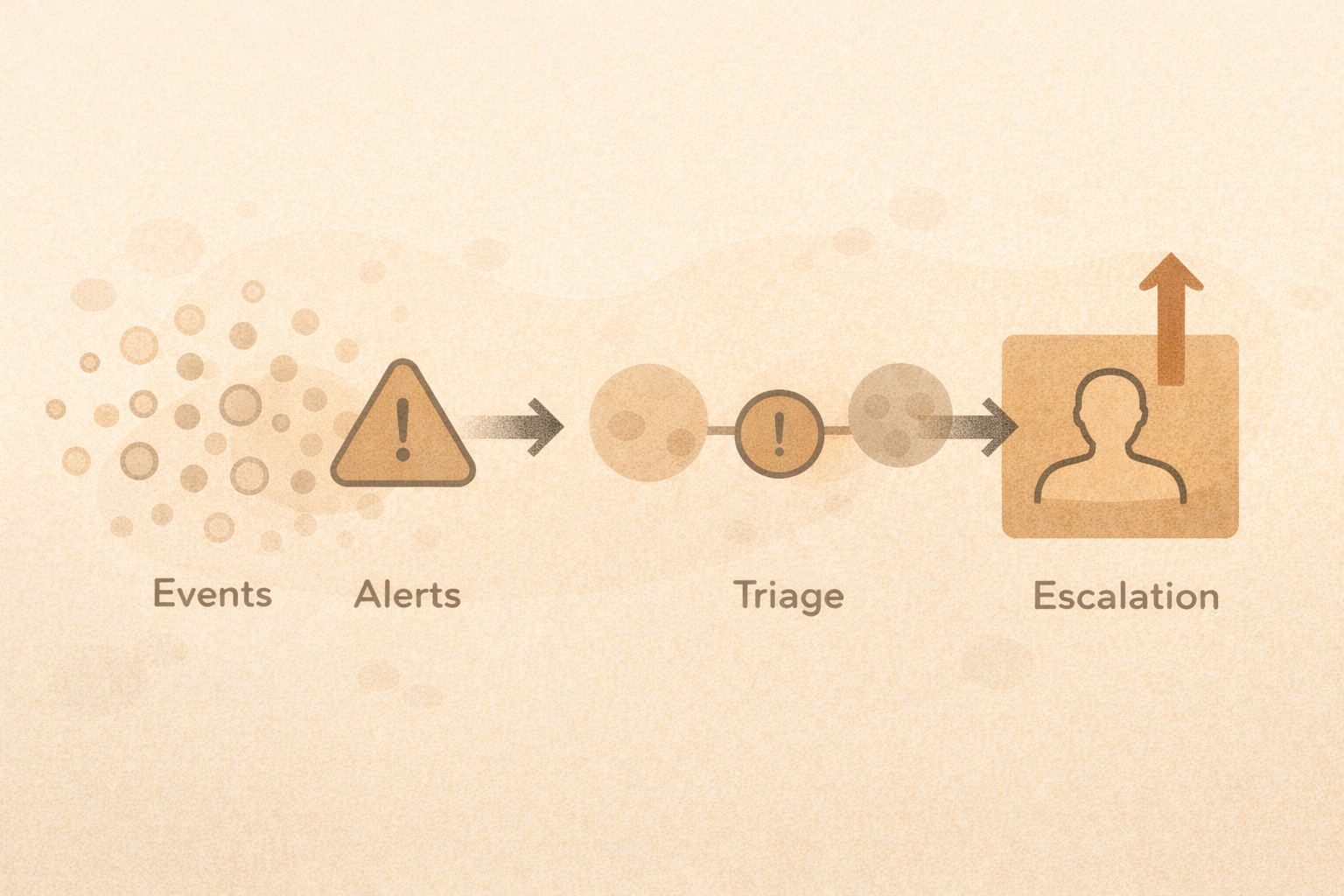 Threat detection workflow from events to escalation